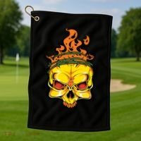 Rage Of Fire Faming Skull Creepy Skeleton Golf Towel thumb 1