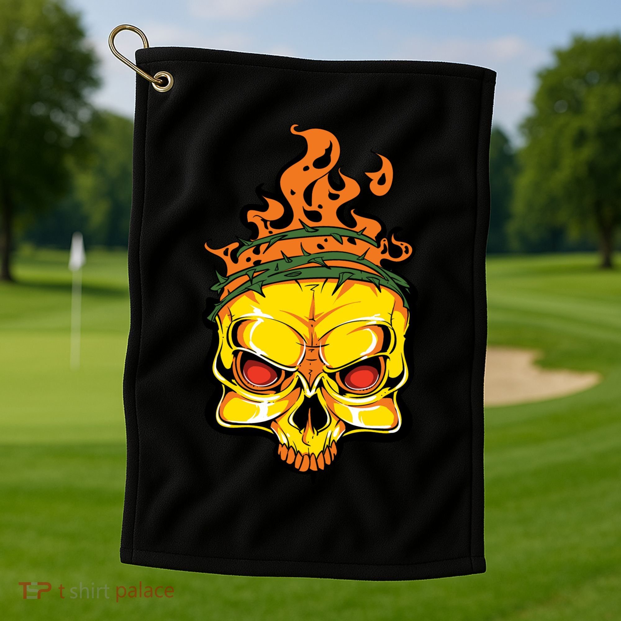 Rage Of Fire Faming Skull Creepy Skeleton Golf Towel