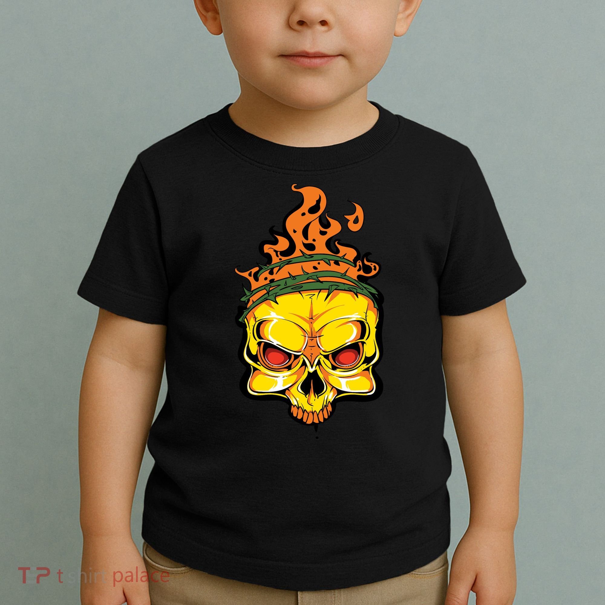 Rage Of Fire Faming Skull Creepy Skeleton Toddler T-Shirt