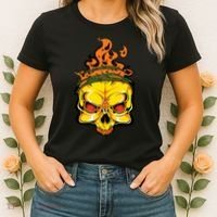 Rage Of Fire Faming Skull Creepy Skeleton Women's T-Shirt thumb 2