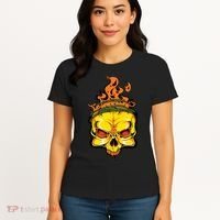 Rage Of Fire Faming Skull Creepy Skeleton Women's T-Shirt thumb 4
