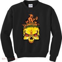 Rage Of Fire Faming Skull Creepy Skeleton Kids Sweatshirt thumb 0