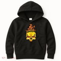 Rage Of Fire Faming Skull Creepy Skeleton Kids Hoodie thumb 0