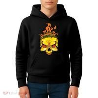 Rage Of Fire Faming Skull Creepy Skeleton Kids Hoodie thumb 4