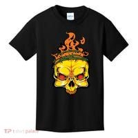 Rage Of Fire Faming Skull Creepy Skeleton Kids T-Shirt thumb 0