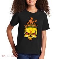 Rage Of Fire Faming Skull Creepy Skeleton Kids T-Shirt thumb 2