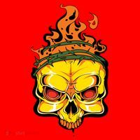 Rage Of Fire Faming Skull Creepy Skeleton Santa Hat thumb 1