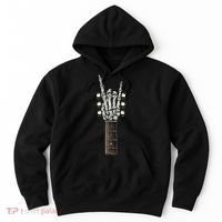 Rock On Guitar Neck Rock & Roll Halloween Skeleton Hand Hoodie thumb 0