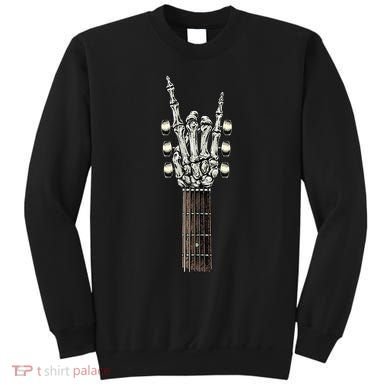 Rock On Guitar Neck Rock & Roll Halloween Skeleton Hand Sweatshirt