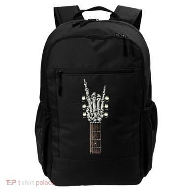 Rock On Guitar Neck Rock & Roll Halloween Skeleton Hand Backpack