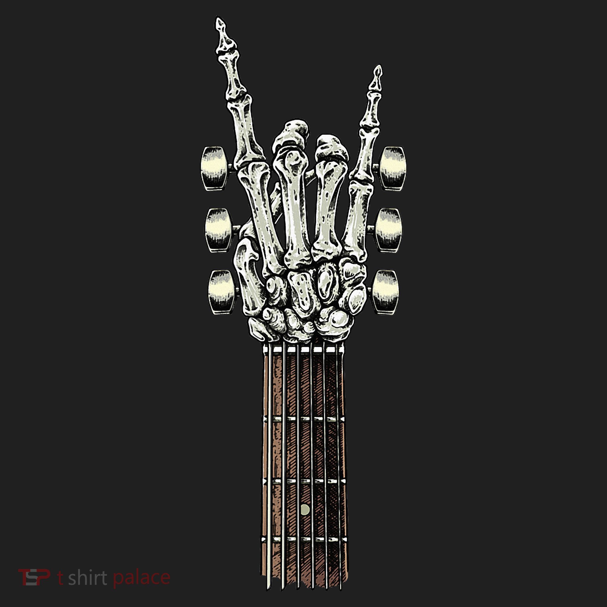 Rock On Guitar Neck Rock & Roll Halloween Skeleton Hand Beanie