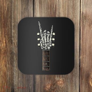 Rock On Guitar Neck Rock & Roll Halloween Skeleton Hand Coaster