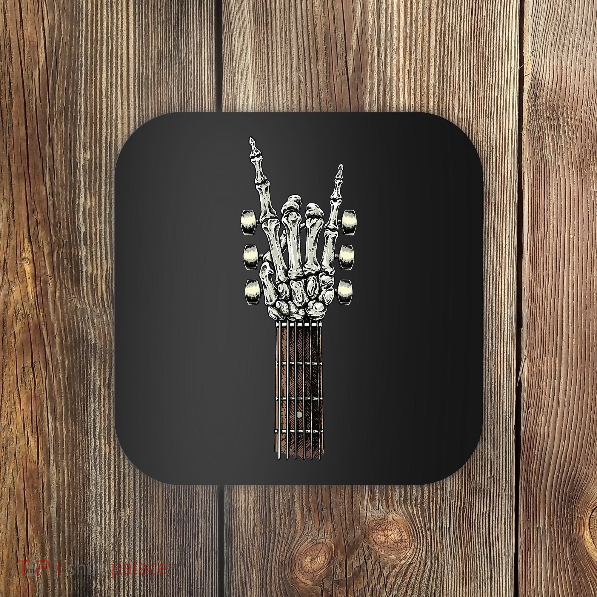 Rock On Guitar Neck Rock & Roll Halloween Skeleton Hand Coaster