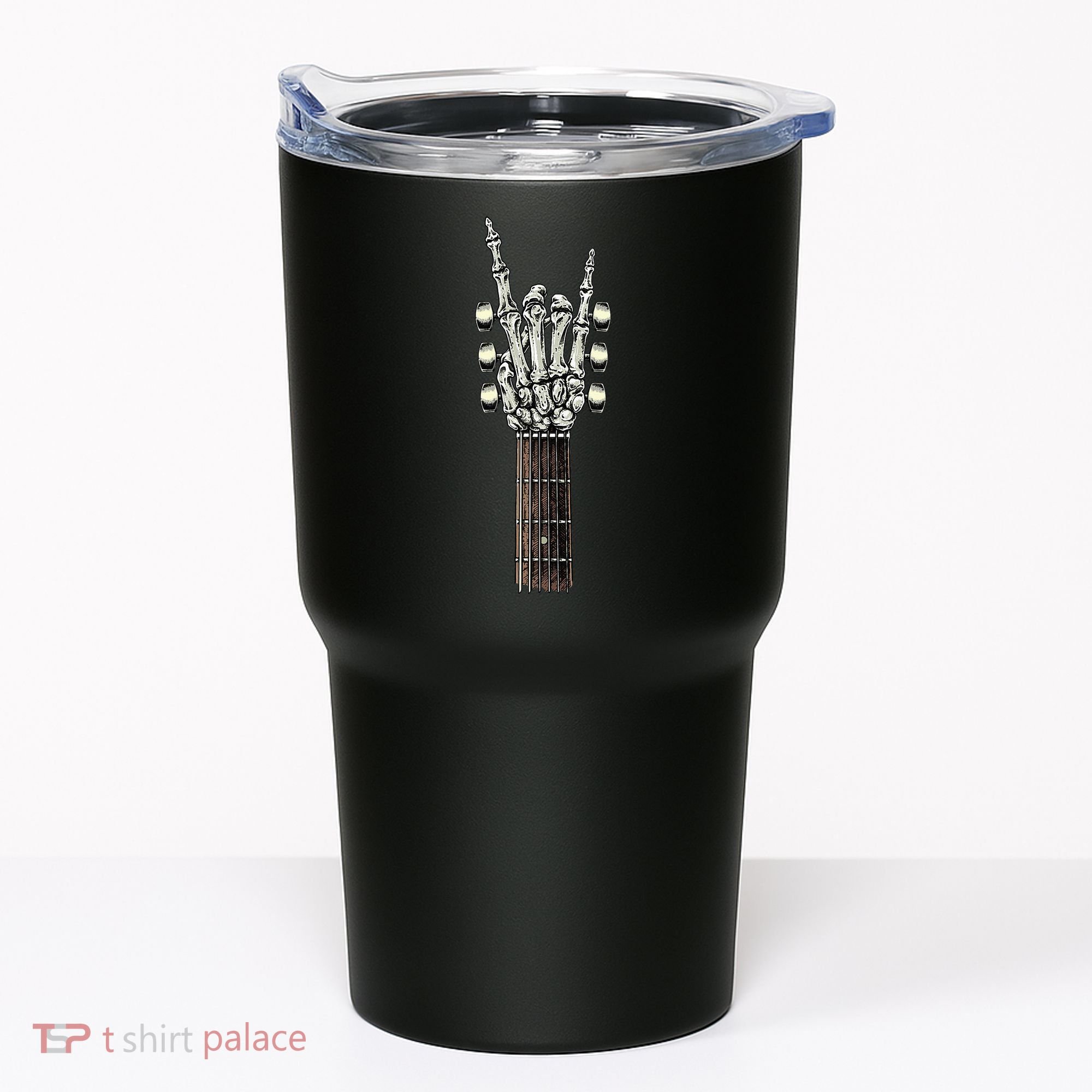Rock On Guitar Neck Rock & Roll Halloween Skeleton Hand Tumbler