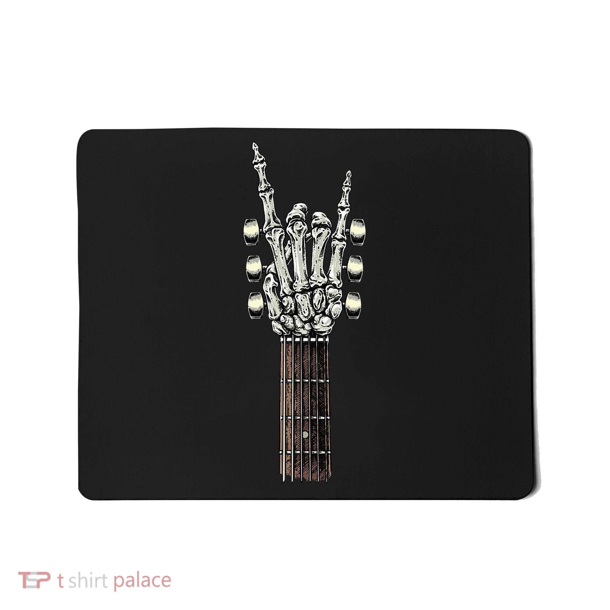 Rock On Guitar Neck Rock & Roll Halloween Skeleton Hand Mousepad