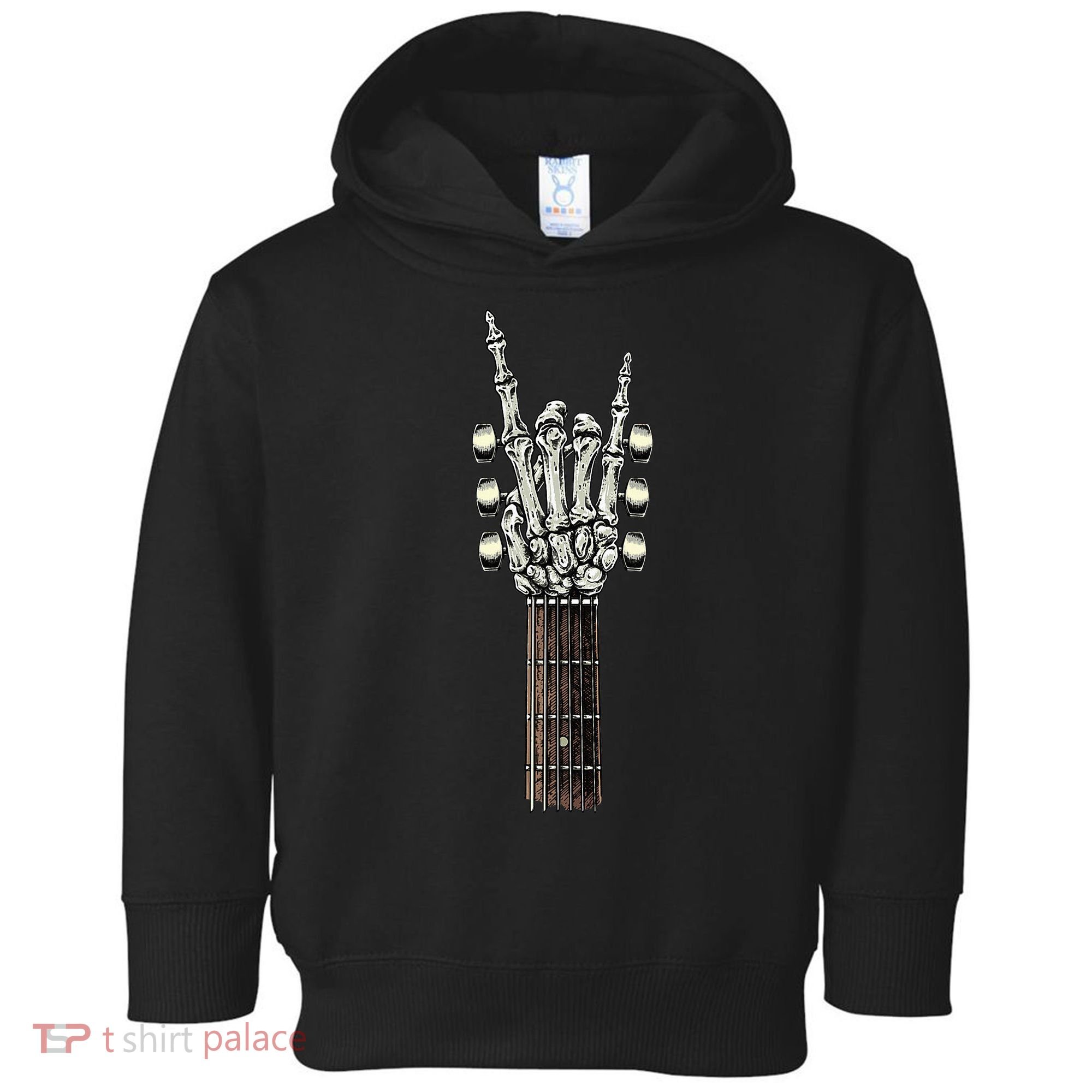 Rock On Guitar Neck Rock & Roll Halloween Skeleton Hand Toddler Hoodie