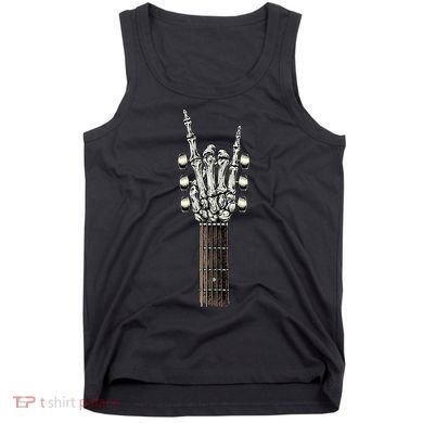 Rock On Guitar Neck Rock & Roll Halloween Skeleton Hand Tank Top