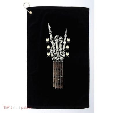 Rock On Guitar Neck Rock & Roll Halloween Skeleton Hand Golf Towel