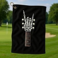 Rock On Guitar Neck Rock & Roll Halloween Skeleton Hand Golf Towel thumb 1
