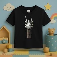 Rock On Guitar Neck Rock & Roll Halloween Skeleton Hand Toddler T-Shirt thumb 3