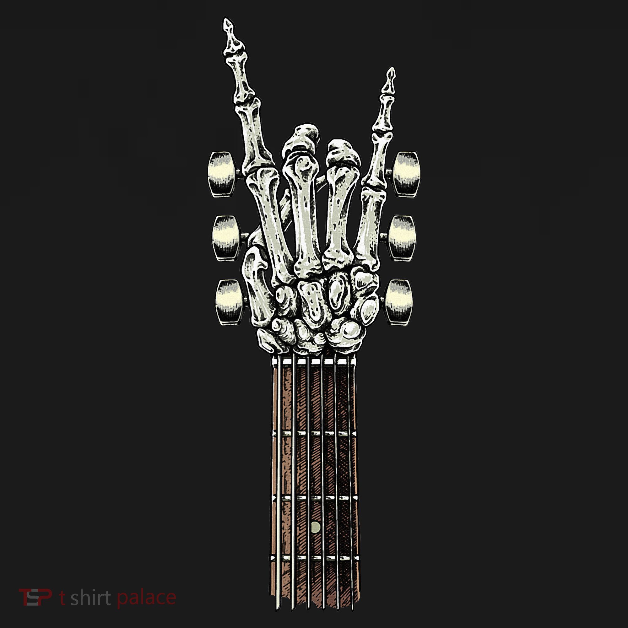 Rock On Guitar Neck Rock & Roll Halloween Skeleton Hand Women's Long Sleeve Shirt