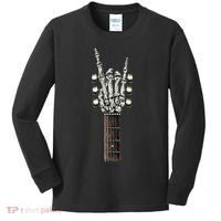 Rock On Guitar Neck Rock & Roll Halloween Skeleton Hand Kids Long Sleeve Shirt thumb 0