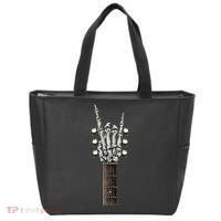Rock On Guitar Neck Rock & Roll Halloween Skeleton Hand Tote Bag thumb 0