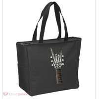 Rock On Guitar Neck Rock & Roll Halloween Skeleton Hand Tote Bag thumb 2