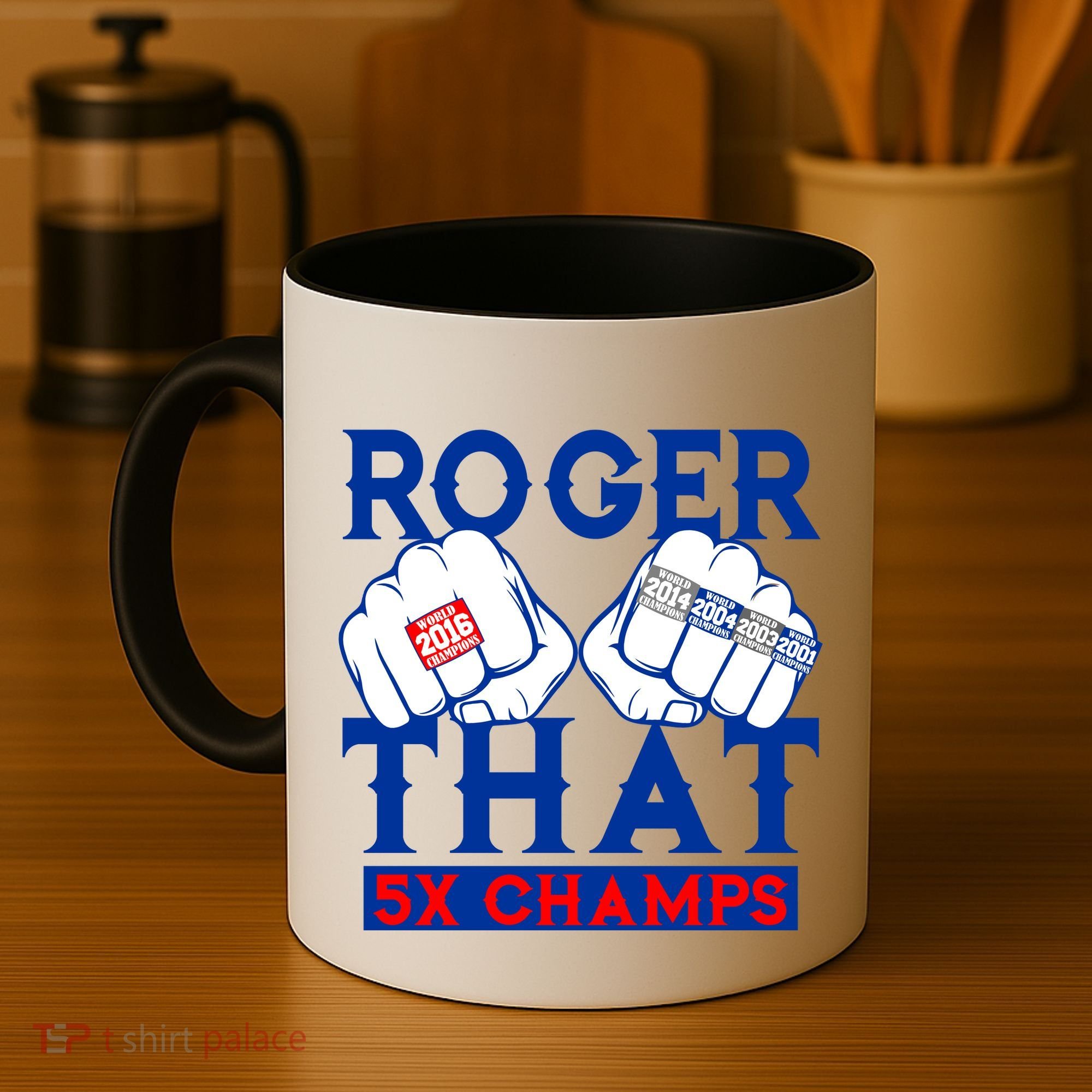 Roger That 5 Time World Champions Rings Coffee Mug
