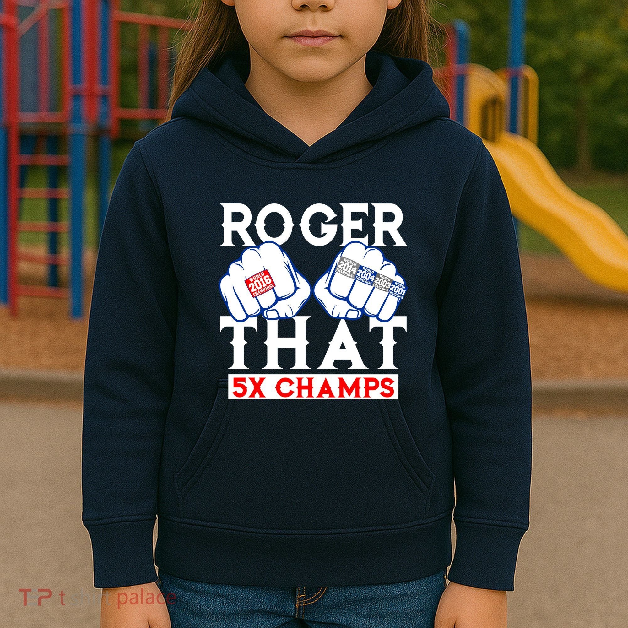 Roger That 5 Time World Champions Rings Kids Hoodie