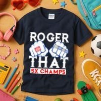 Roger That 5 Time World Champions Rings Kids T-Shirt thumb 3