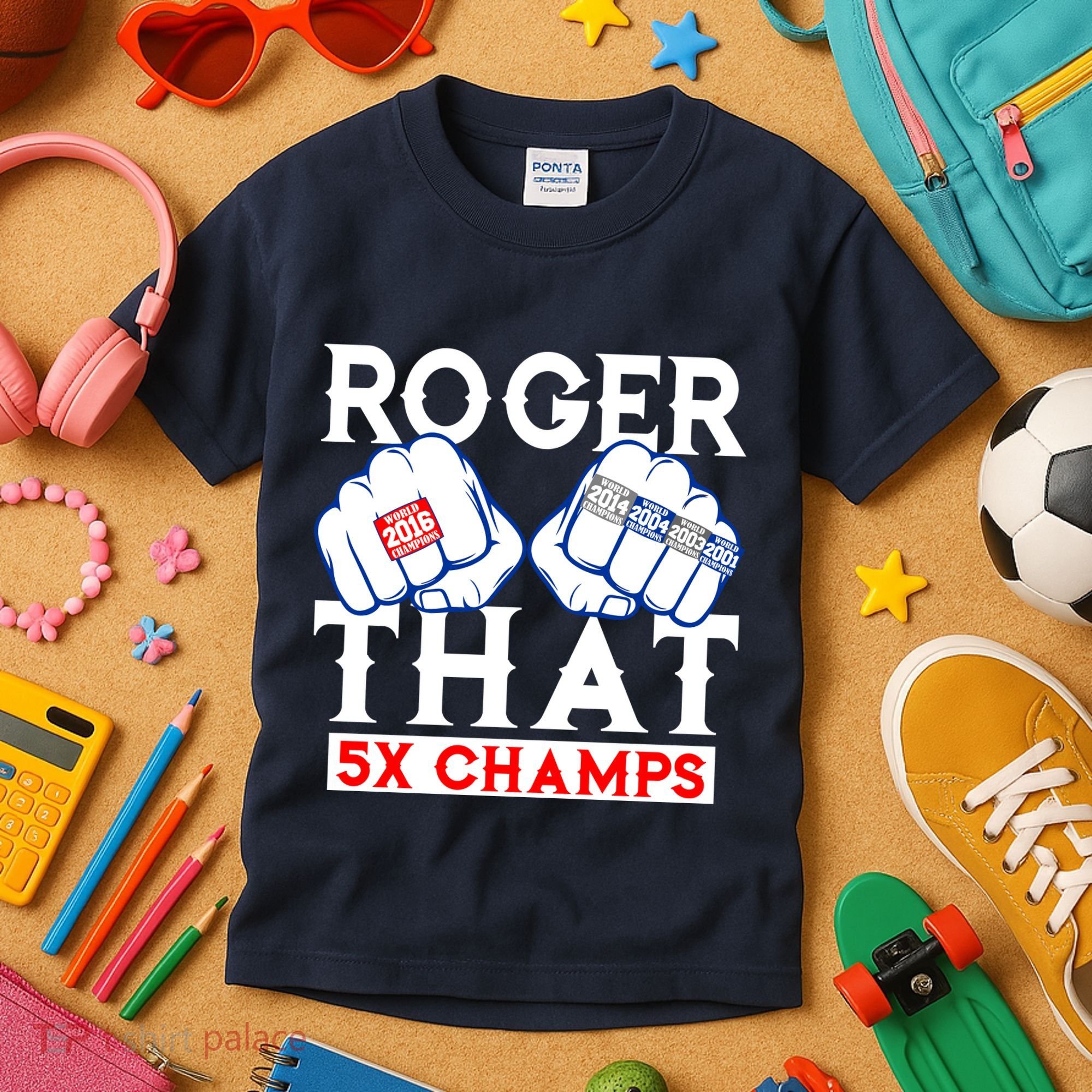 Roger That 5 Time World Champions Rings Kids T-Shirt