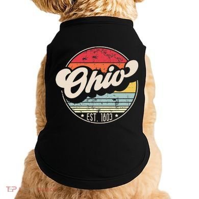 Retro Ohio Home State Oh Cool 70s Style Sunset Doggie Tank
