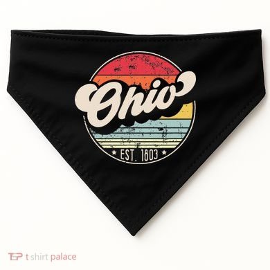 Retro Ohio Home State Oh Cool 70s Style Sunset USA-Made Doggie Bandana