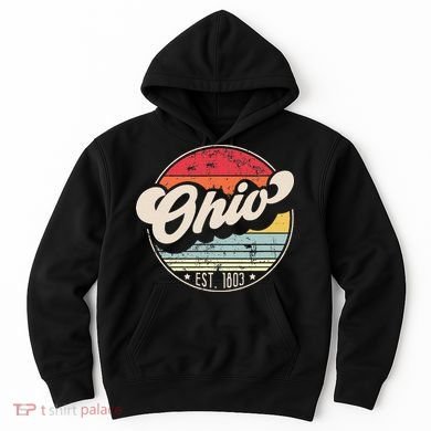 Retro Ohio Home State Oh Cool 70s Style Sunset Hoodie