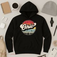 Retro Ohio Home State Oh Cool 70s Style Sunset Hoodie thumb 3