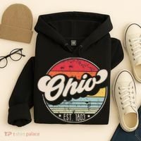 Retro Ohio Home State Oh Cool 70s Style Sunset Hoodie thumb 4
