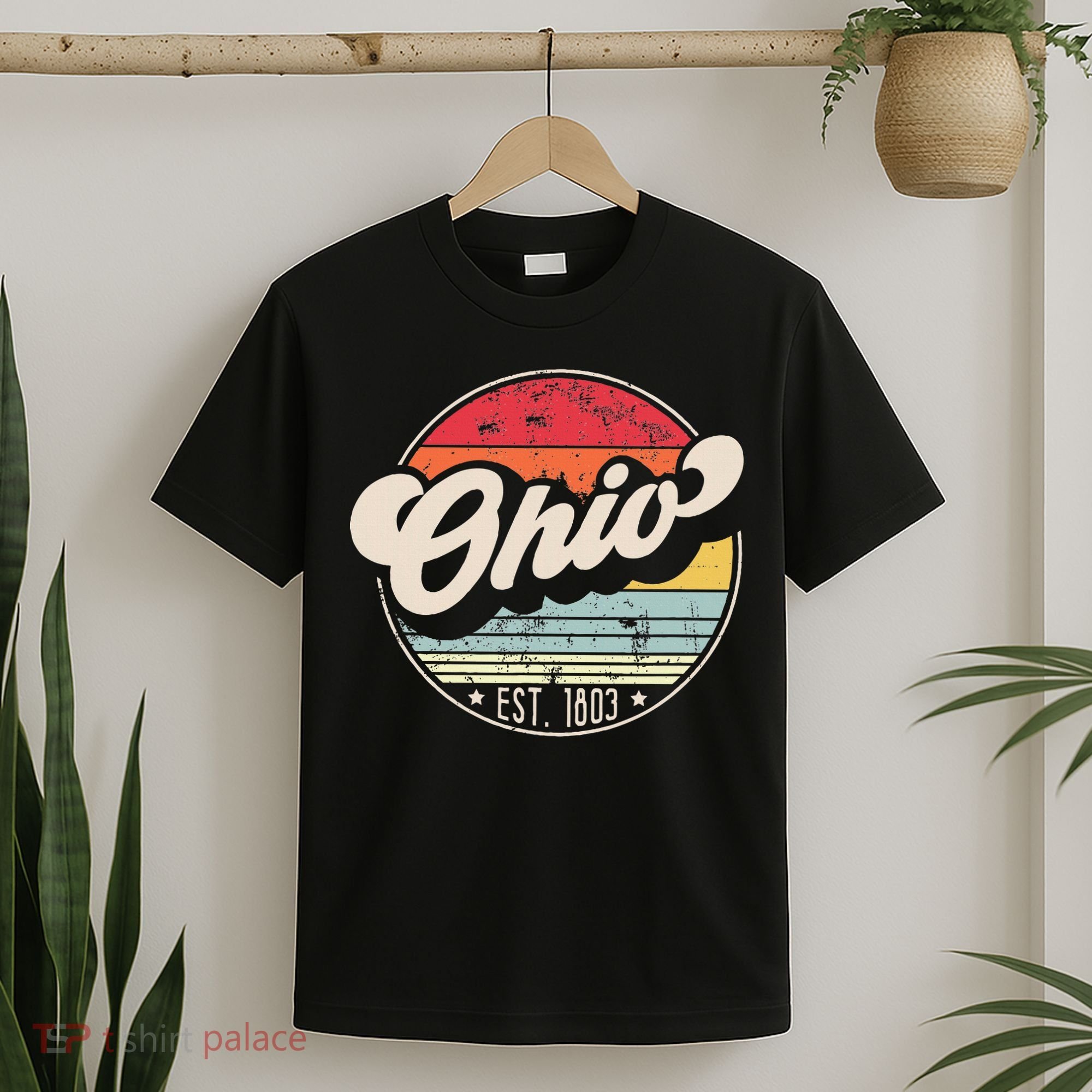 Retro Ohio Home State Oh Cool 70s Style Sunset T-Shirt
