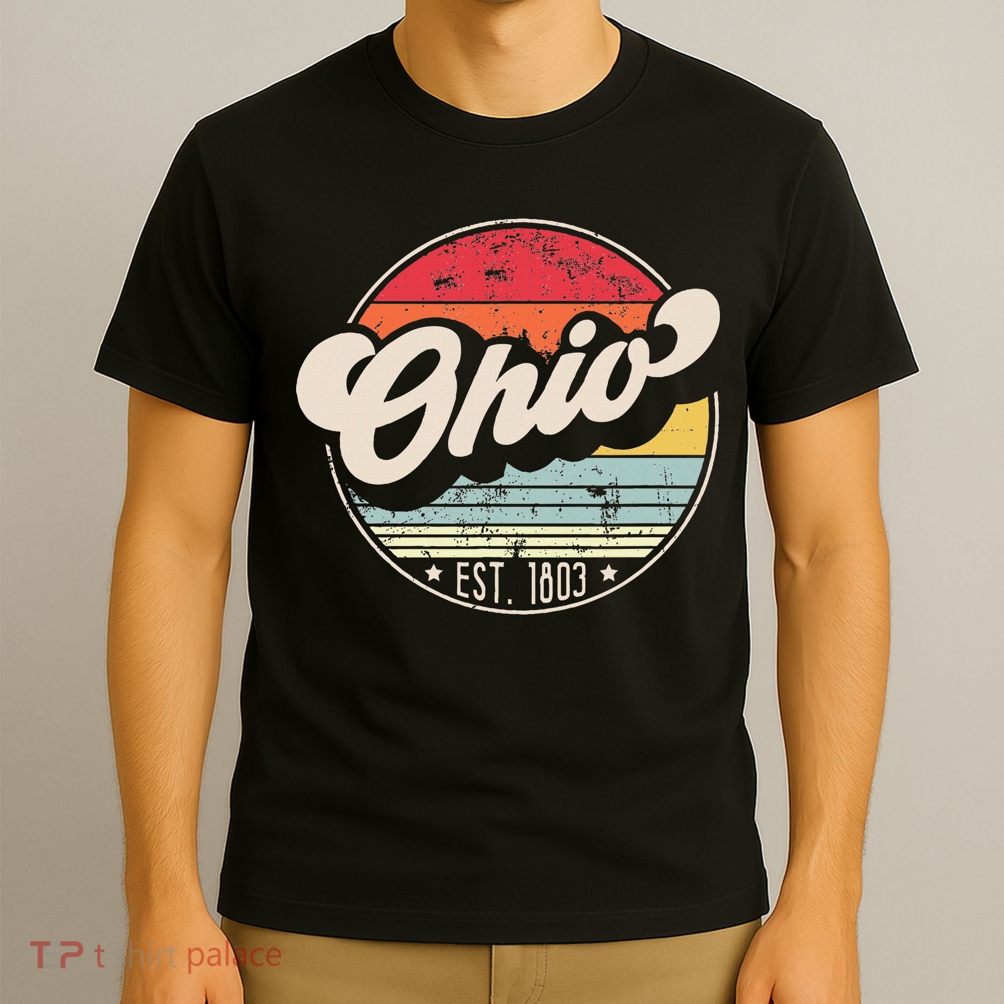 Retro Ohio Home State Oh Cool 70s Style Sunset T-Shirt