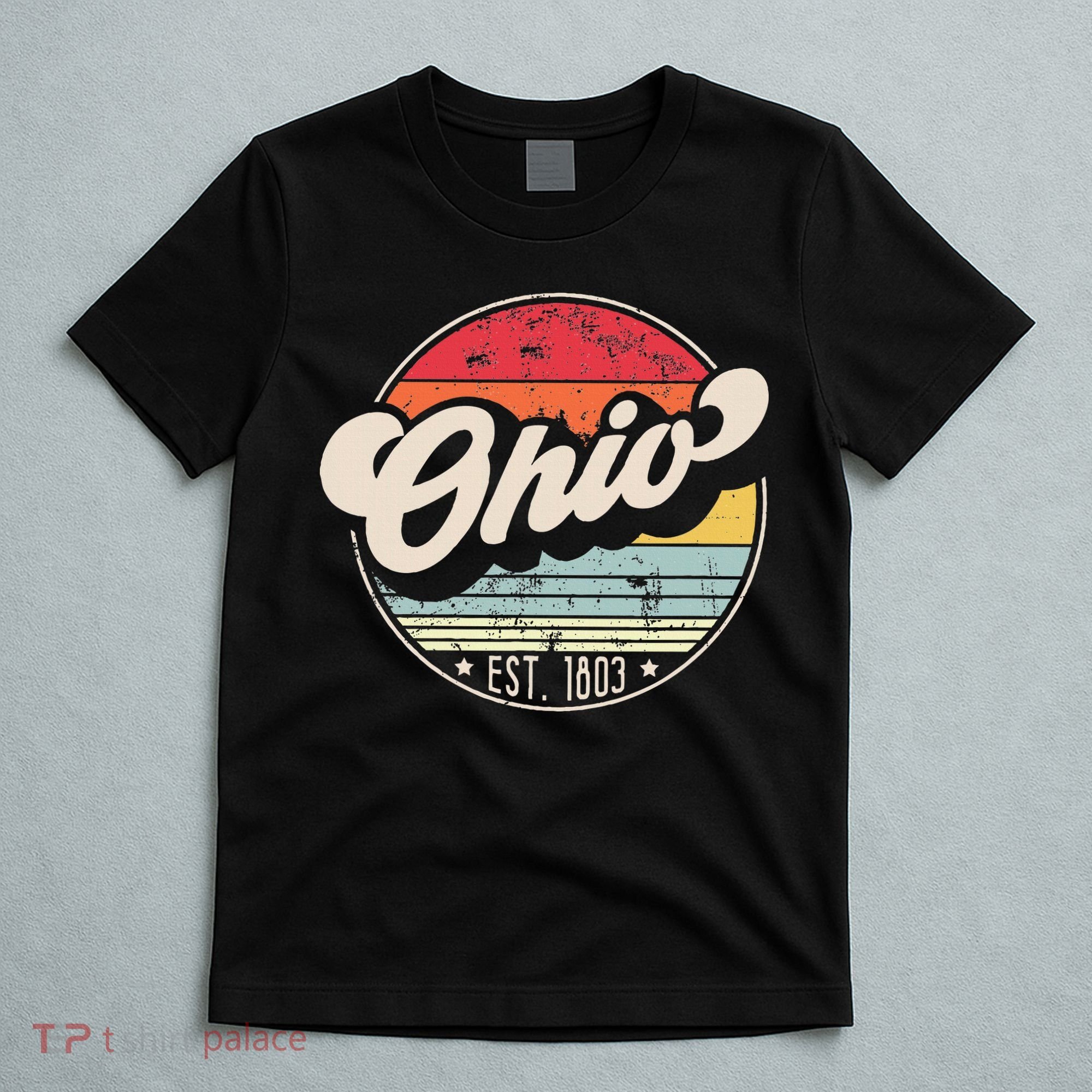 Retro Ohio Home State Oh Cool 70s Style Sunset T-Shirt