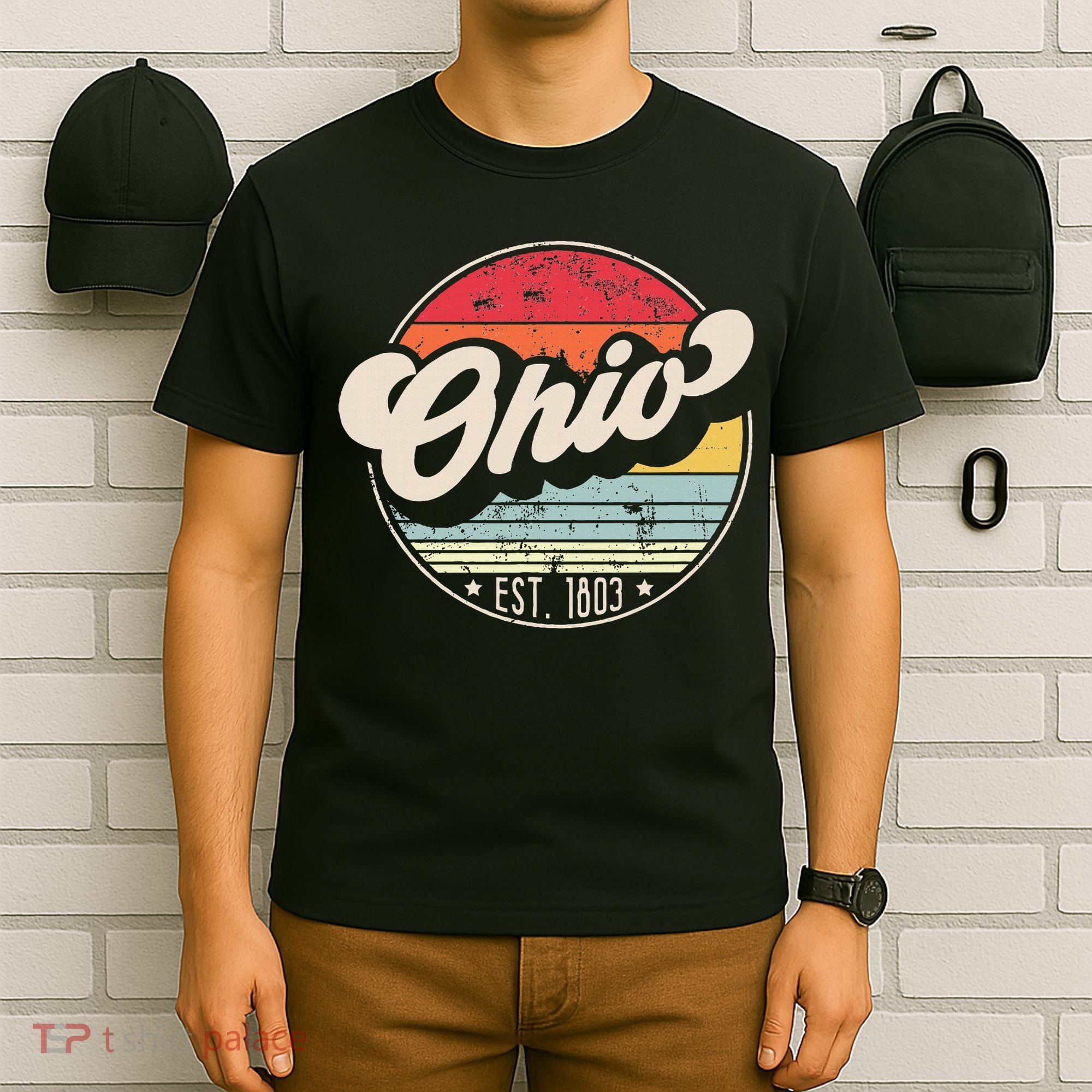 Retro Ohio Home State Oh Cool 70s Style Sunset T-Shirt