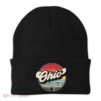 Retro Ohio Home State Oh Cool 70s Style Sunset Beanie thumb 0