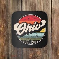 Retro Ohio Home State Oh Cool 70s Style Sunset Coaster thumb 0
