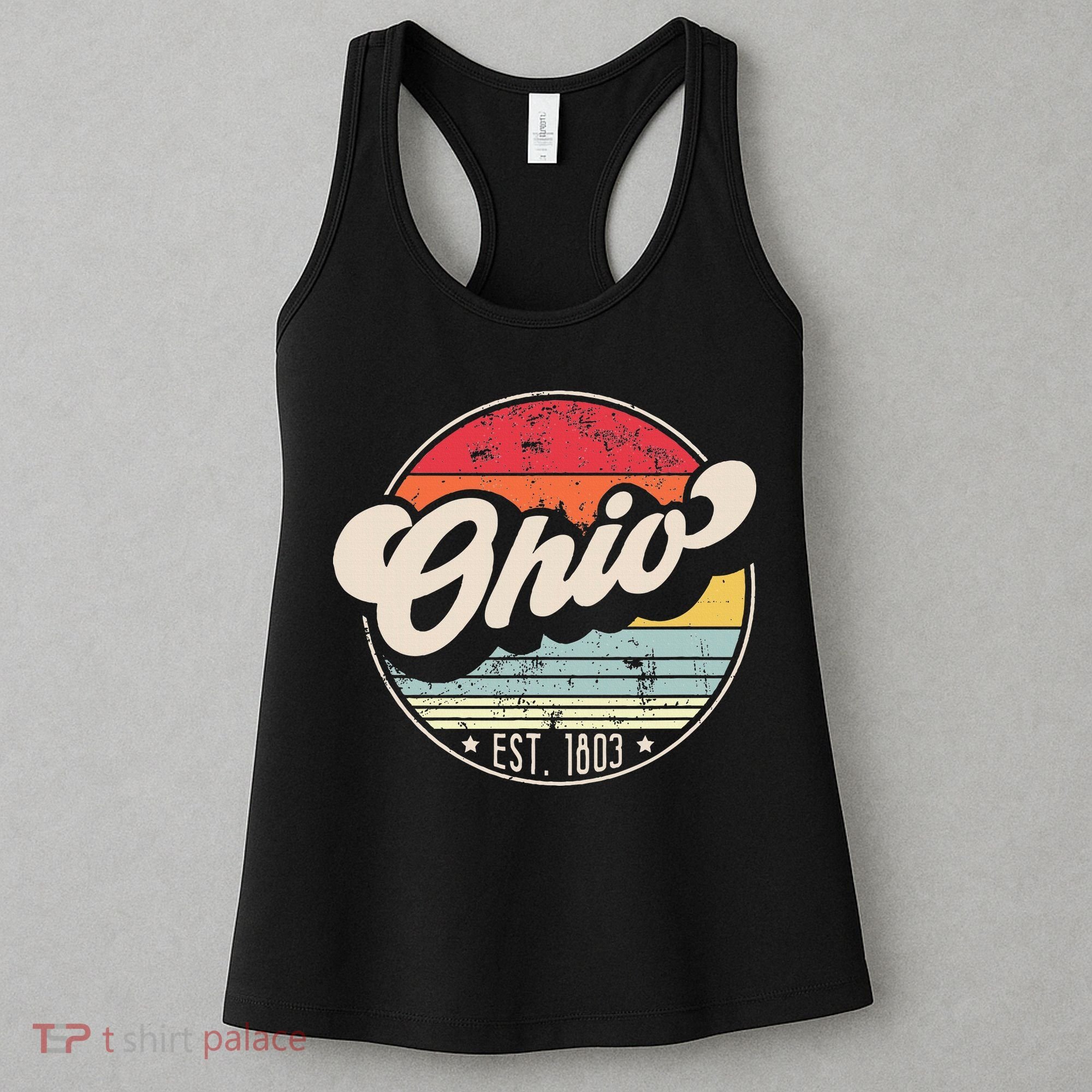 Retro Ohio Home State Oh Cool 70s Style Sunset Women's Tank Top