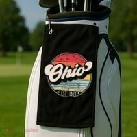 Retro Ohio Home State Oh Cool 70s Style Sunset Golf Towel thumb 2
