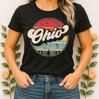 Retro Ohio Home State Oh Cool 70s Style Sunset Women's T-Shirt thumb 2