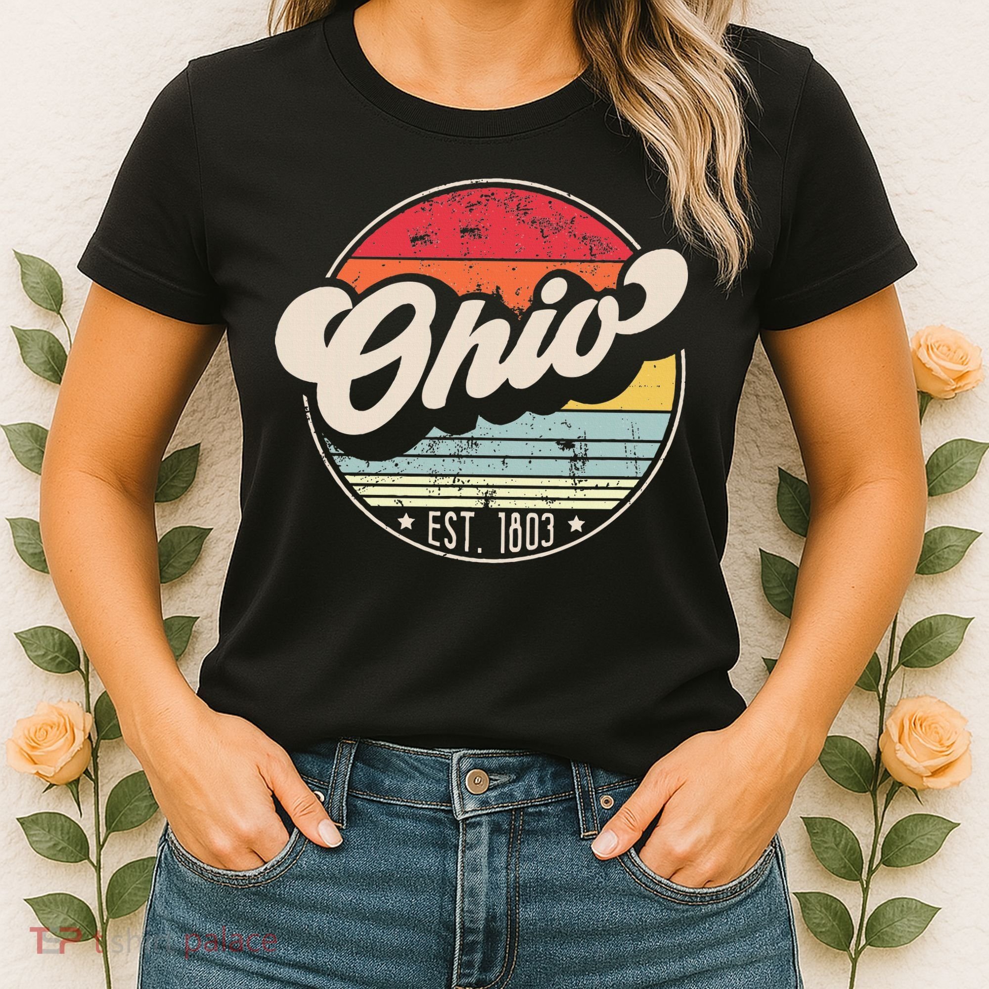 Retro Ohio Home State Oh Cool 70s Style Sunset Women's T-Shirt