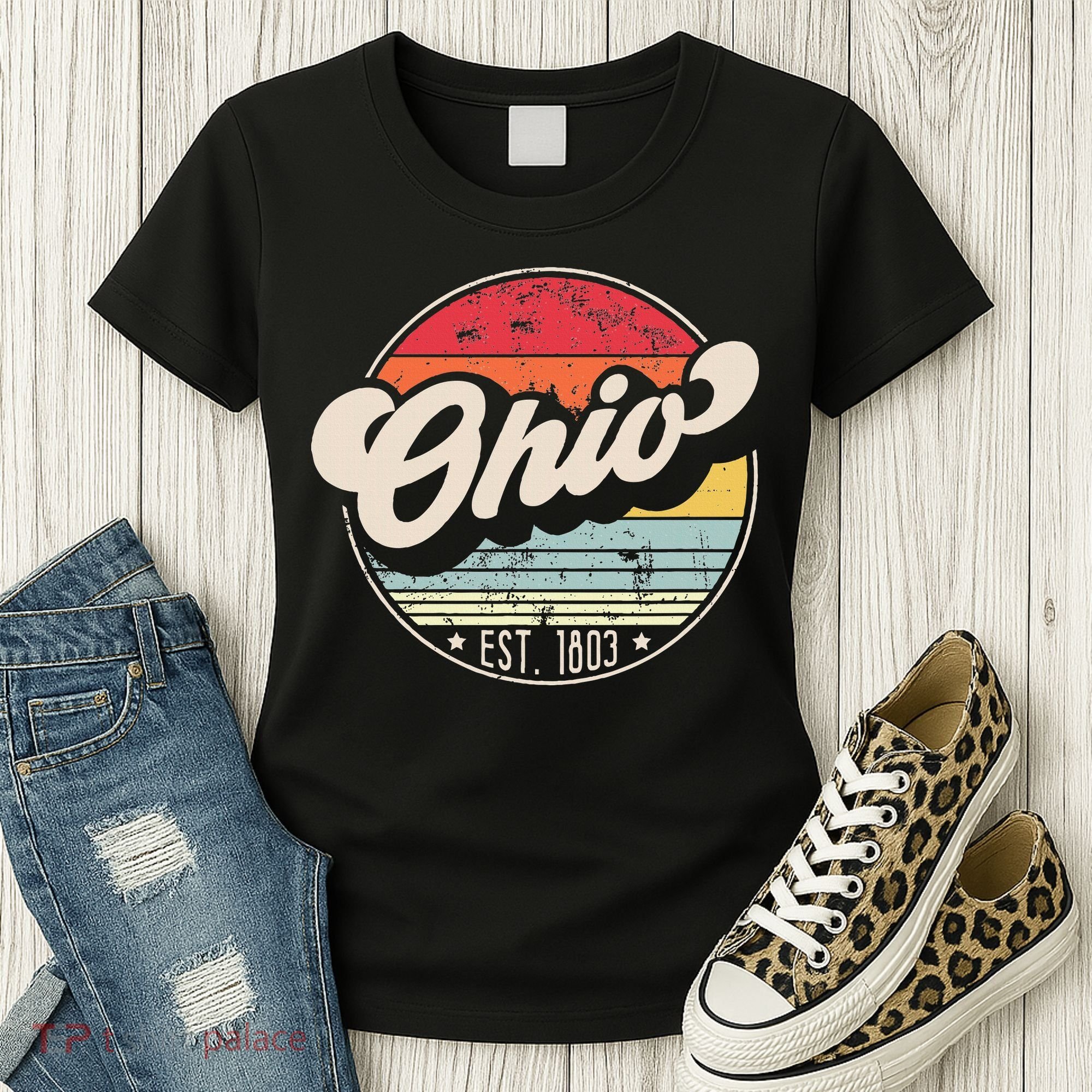 Retro Ohio Home State Oh Cool 70s Style Sunset Women's T-Shirt
