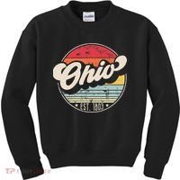 Retro Ohio Home State Oh Cool 70s Style Sunset Kids Sweatshirt thumb 0