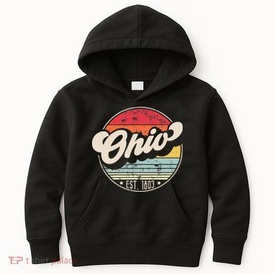 Retro Ohio Home State Oh Cool 70s Style Sunset Kids Hoodie